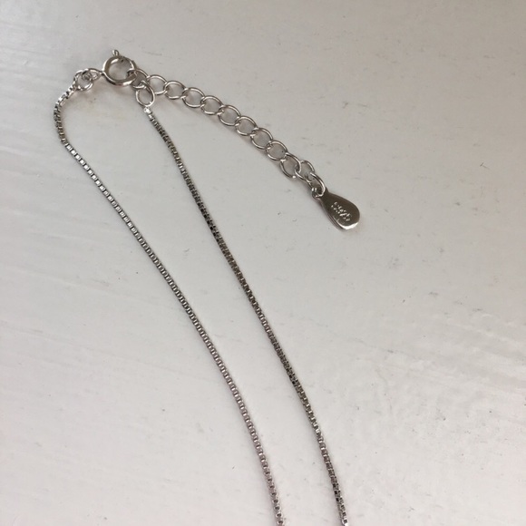 Sterling Silver Necklace w Arc Pendant - Picture 5 of 7